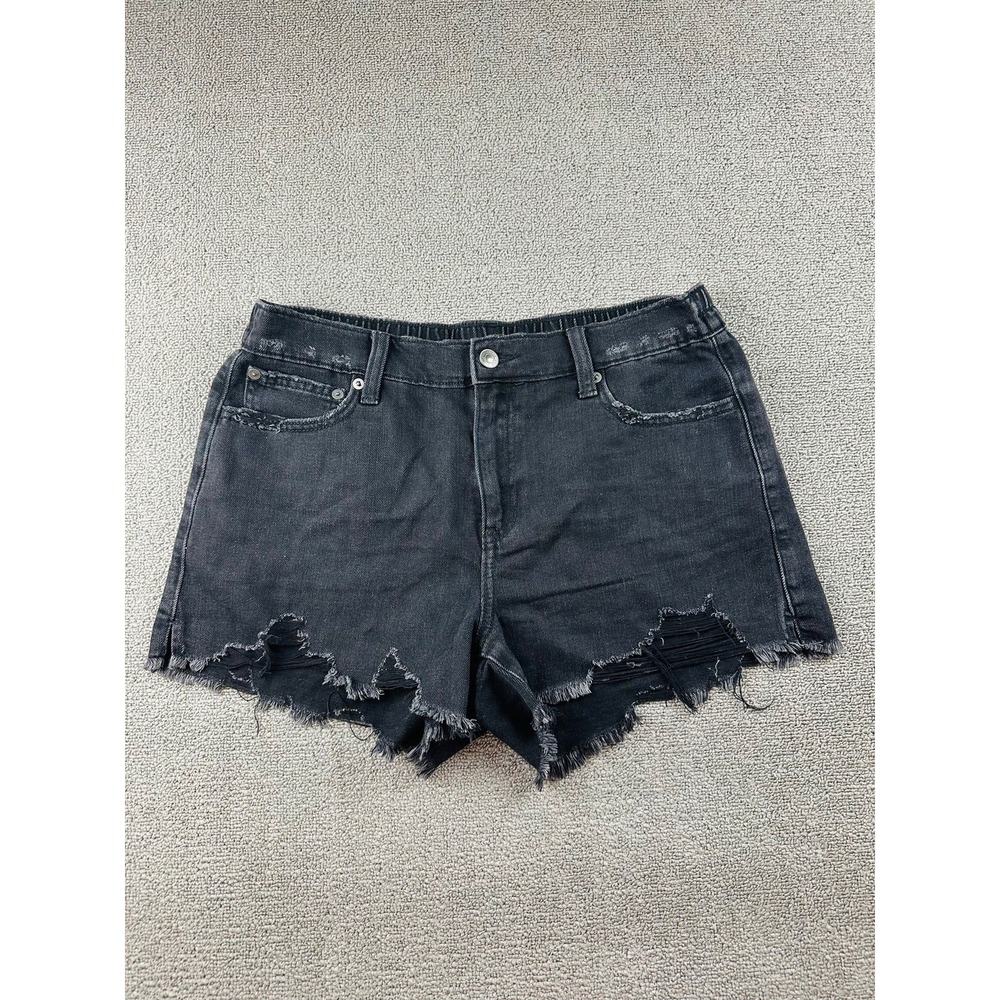 Aerie Denim Shorts Women M Black Daydream Distressed Cut-Off Grunge Festival